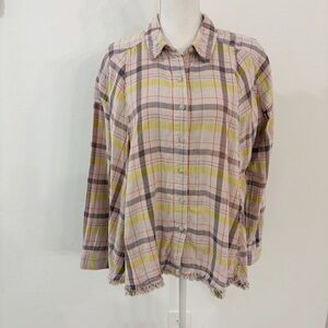 We The Free Seeking Starlight Plaid Button Down Oversized Shirt Size M